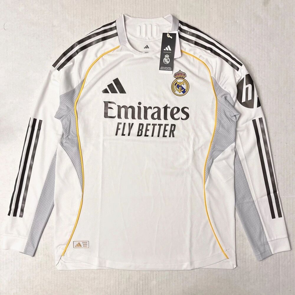 Adidas Real Madrid 25/26 Home Authentic LS Jersey JN8866 White Men’s 2XL NEW